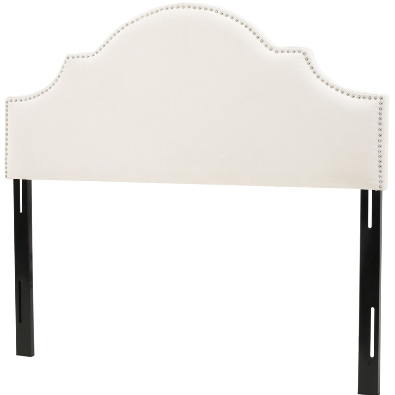 Headboard For Queen & Full Sized Beds, , Gracefully Arched Silhouette, Studded Border, Adjustable Legs Comfort And Style - Upholstery With Feet