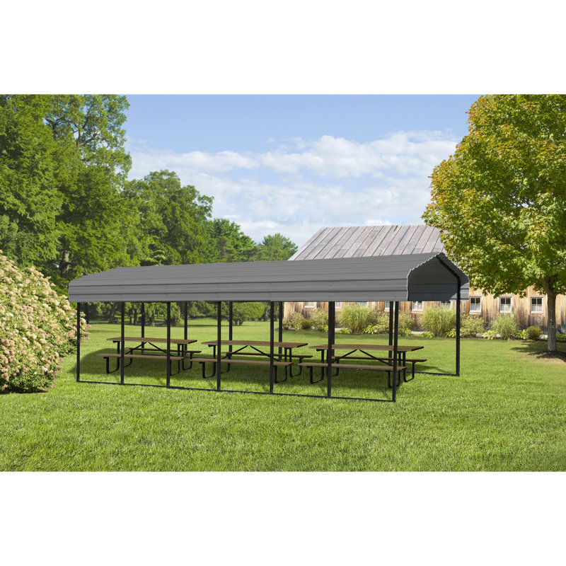 Galvanized Steel Carport, 10X29X9, Charcoal