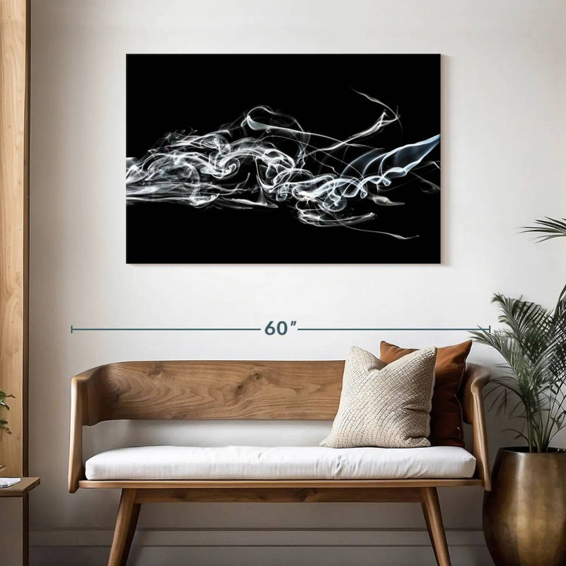 Senne Abstract White Smoke - Shark, 30" H x 45" W