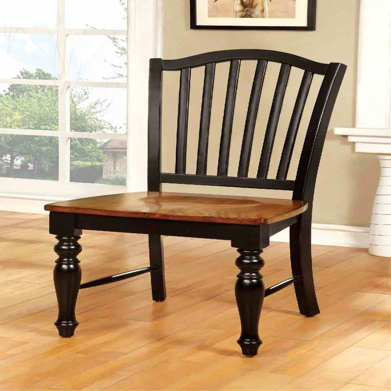 Ensemble de 2 chaises simples simples et élégantes avec siège en bois et pieds tournés noirs en chêne antique