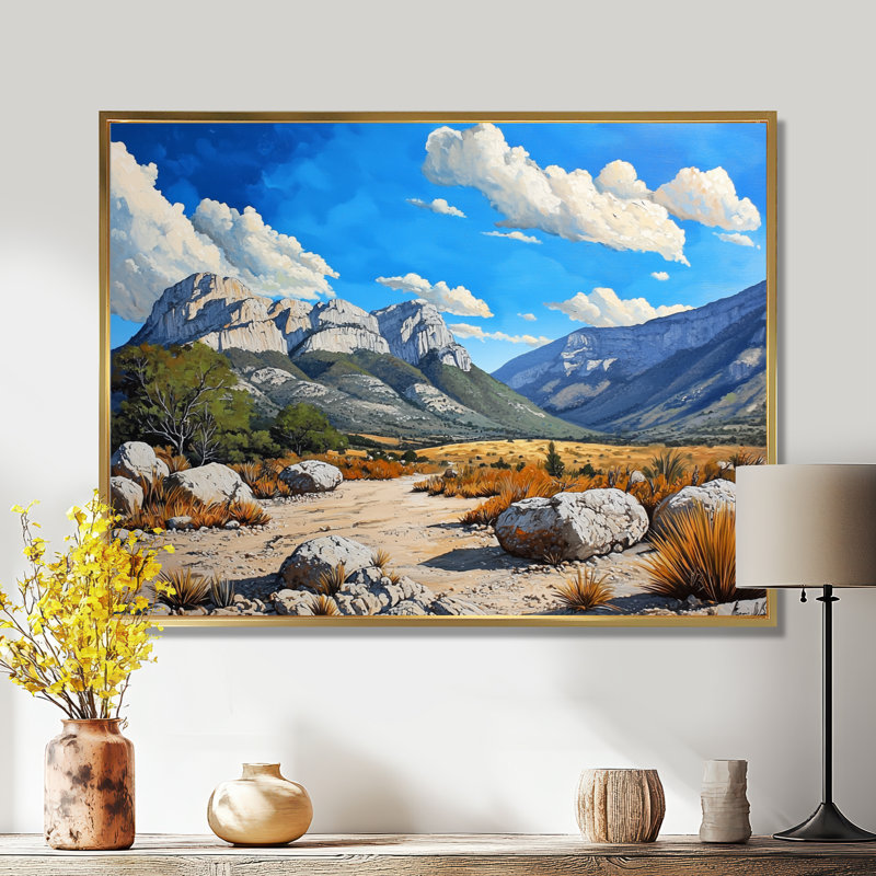 «Guadalupe Mountains In Texas I», impression d'art mural au Texas, H 12 po x l 20 po, Gold