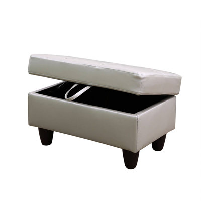 Repose-pieds de rangement en similicuir 28,5 po - Vert argenté