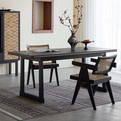 Bureau rectangulaire pratique en bois massif noir