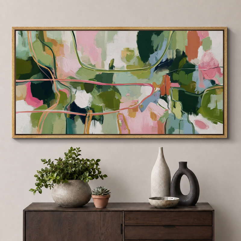 Grande impression sur toile encadrée - reproduction abstraite colorée pour décoration intérieure moderne, H 30 po x l 60 po