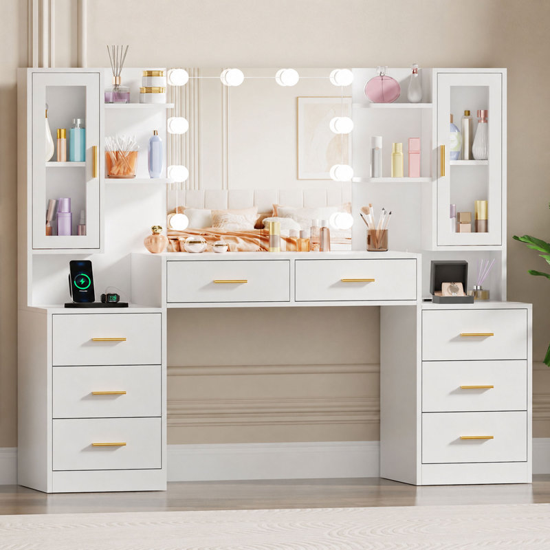 Elowen Dressing Table with Mirror，Modern Makeup Vanity Set for Bedroom