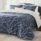 Bedsure Bed in a Bag - Reversible Flroal & Plant Pattern Printed with Comforters, Sheets, Pillowcases & Shams