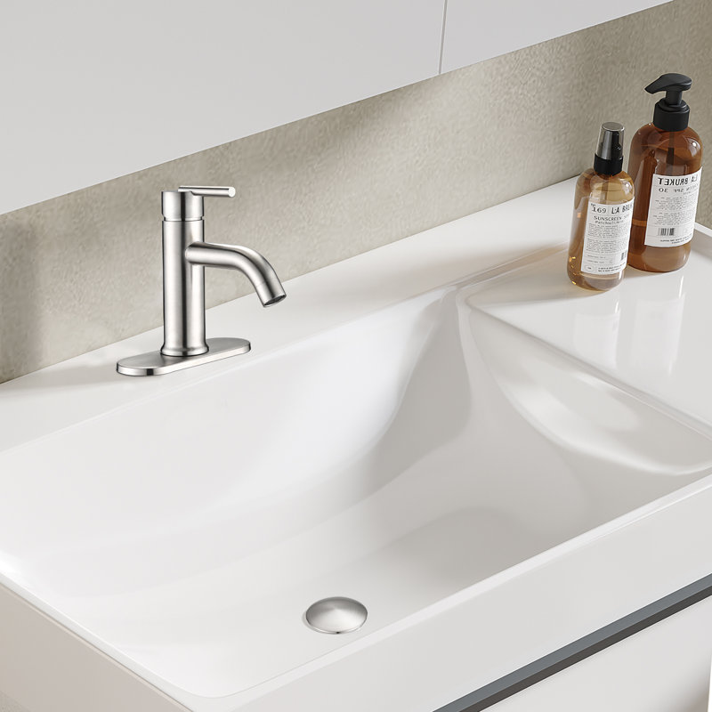Single-handle Bathroom Faucet with Drain Assembly, Brushed Nickel