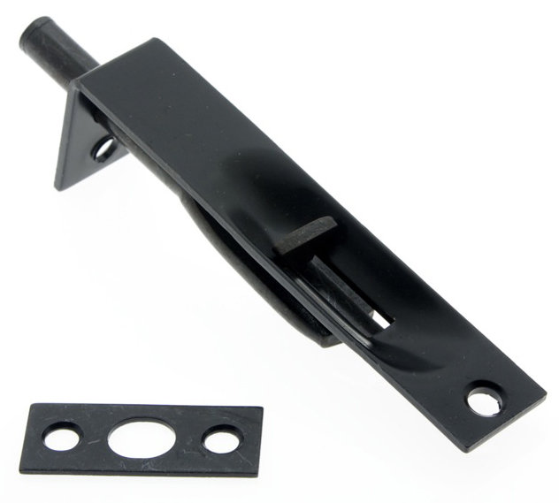 Solid Brass Flush Bolt with Square End, Matte Black