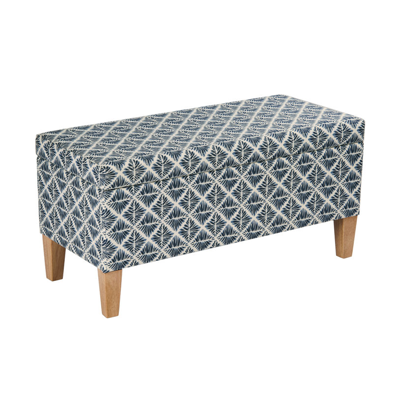 Chantrell 36" Wide Large Decorative Storage Bench, Blue Geometric