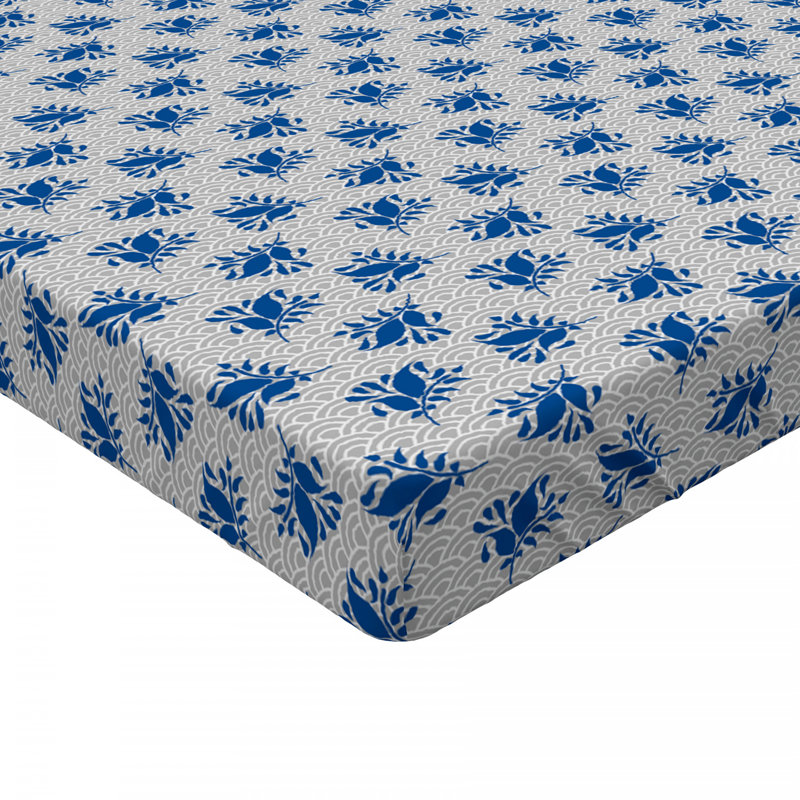 Microfiber Floral Fitted Sheet, Twin Fitted Sheet, Beige Floral