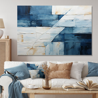Nautique, formes géométriques blanches et bleues VI - Art mural géométrique