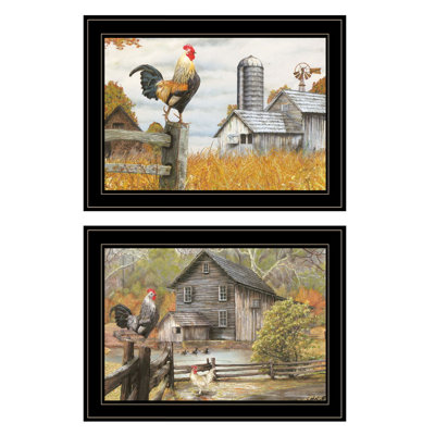 «Down on the Farm», ensemble de 2 pièces encadrées pour la décoration de salon par Ed Wargo