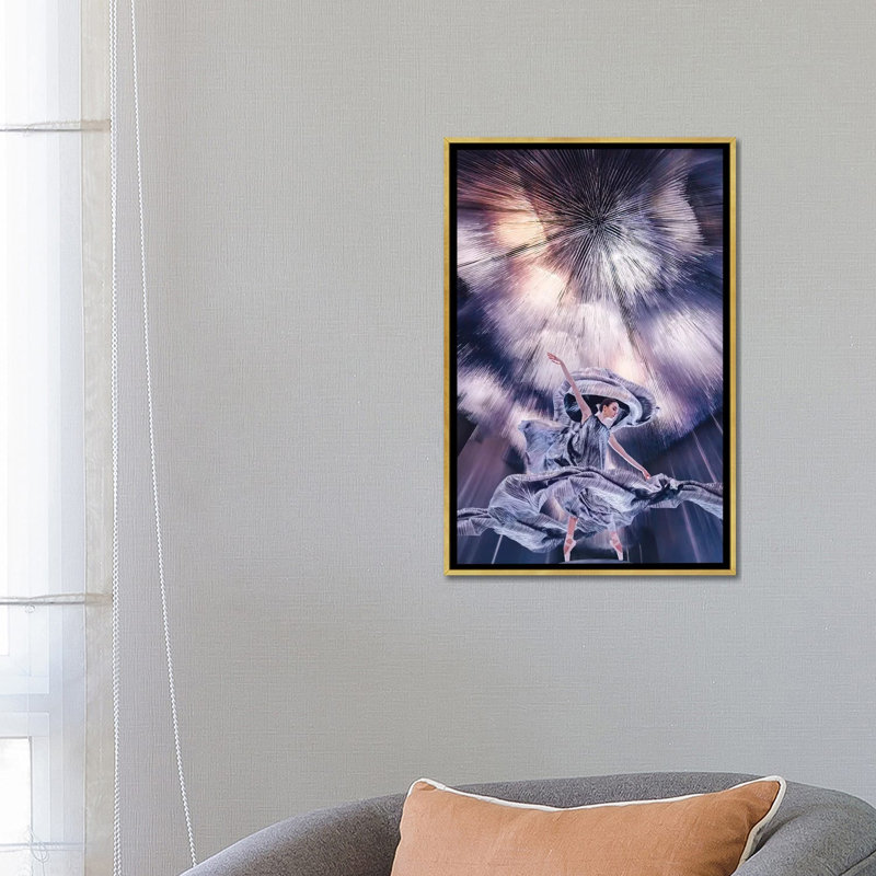 Northern Lights par Hobopeeba-impression, H 26 po x l 18 po x 1,5 po, Toile encadrée d'or, Pas de tapis