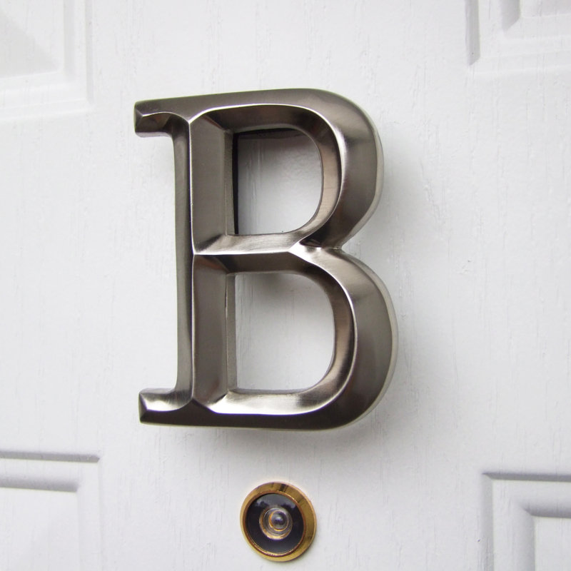 Heurtoir de porte lettre monogramme, Nickel, B