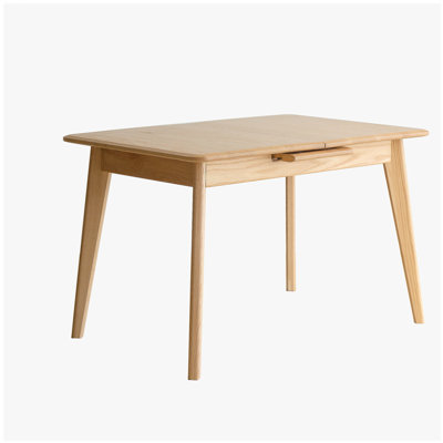 Natural Solid Oak Round Corner Diagonal Leg Telescopic Table Extending Dining Table Fitted With Metal Slide, for 6-8 people to meet Dining table wood (light color)