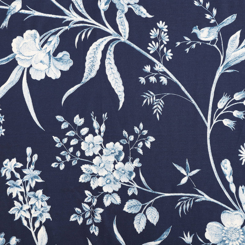 Indigo Blue Floral Cotton Full/Queen Bedspread Cover Set