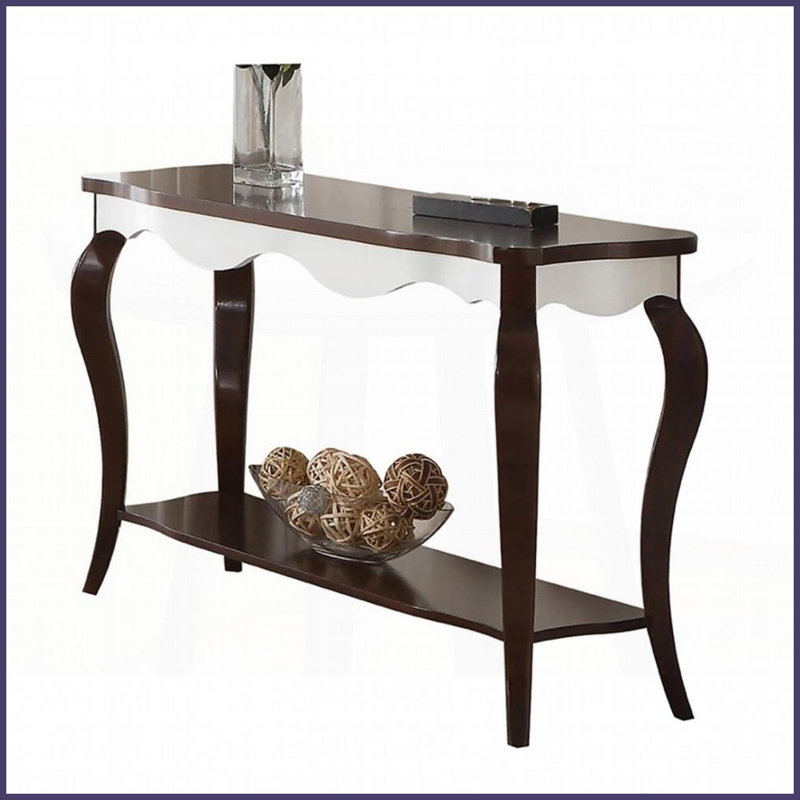 Noyer classique & amp; Table basse blanche avec pieds en cabriole gracieux, plateau stable pour la décoration et amp; Service