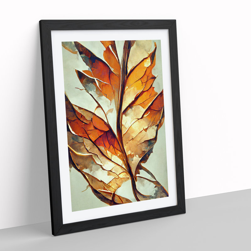 Abstract Autumn Leaf No.4 - Framed Print, Black, 64cm H x 46cm W x 2cm D