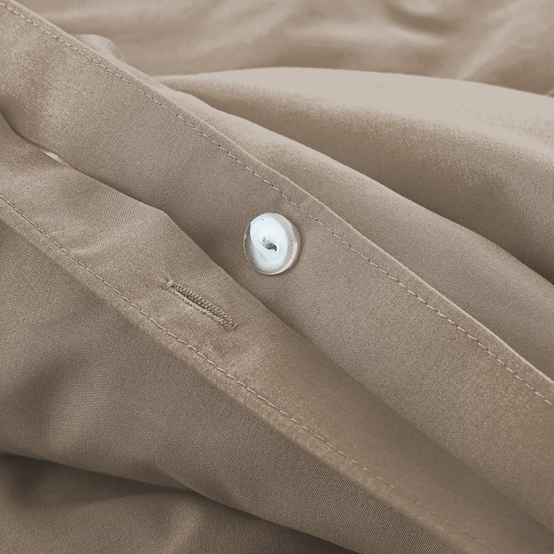 Anicia Super Soft 250 TC Microfibre Reversible Plain Duvet Cover Set, Double Duvet Cover + 2 Pillowcases, Beige