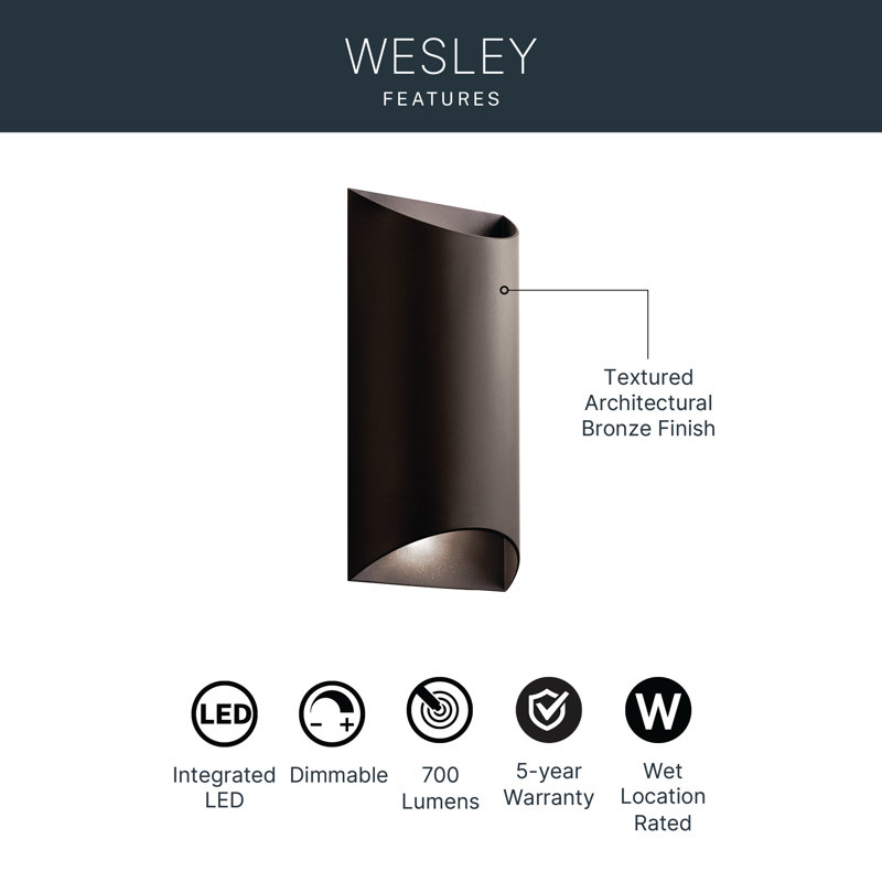 Yanley LED Wall Light, Textured Architectural Bronze