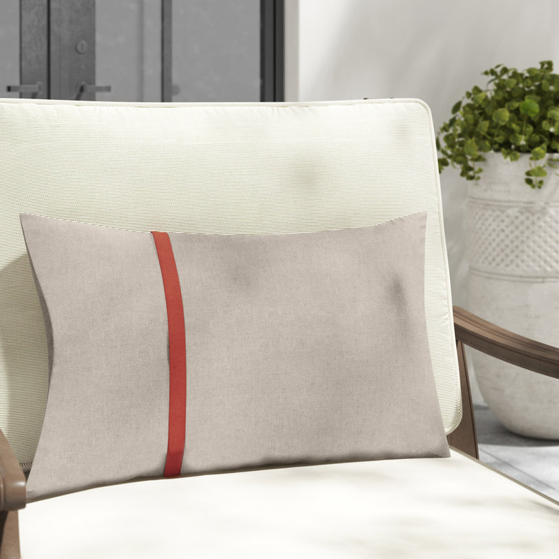 Quincy Striped Outdoor Reversible Throw Pillow, 13" x 20", Red/Silver