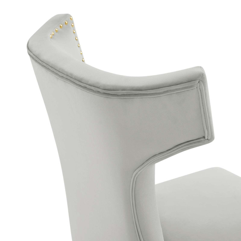 Modway Curve Performance Velvet Dining Chairs, Light Gray
