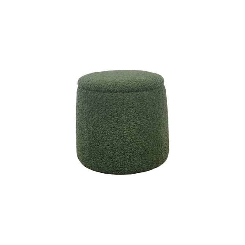Round Storage Ottoman, Green