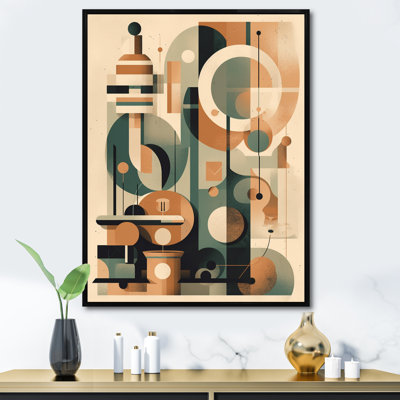 Impression sur toile orange et verte Mid Century Momentum I