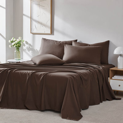 Southshore Fine Linens Vilano Springs Extra Deep Pocket 6-Piece Sheet Set, Ultra Soft Double-Brushed 110 GSM Microfiber Bedding, 21-Inch Deep Pocket, 4 Pillowcases, Full, Chocolate Brown