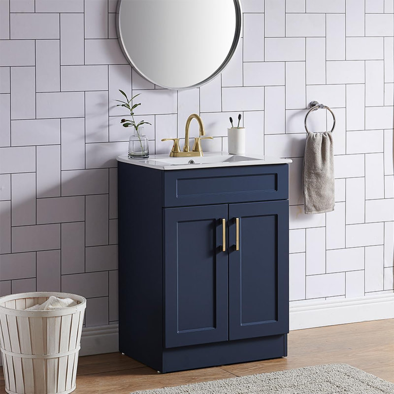 Dinorah 24" Modern Freestanding Single Bathroom Vanity Set, Blue