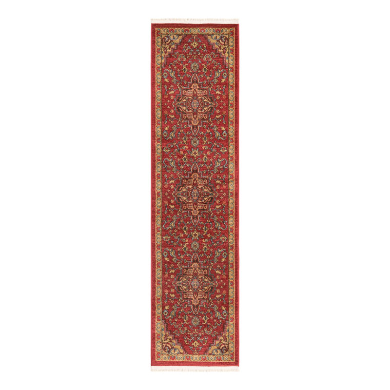 Tapis rouge tissé à la machine Eesi, Tapis de couloir 2 pi 7 po x 13 pi 1 po
