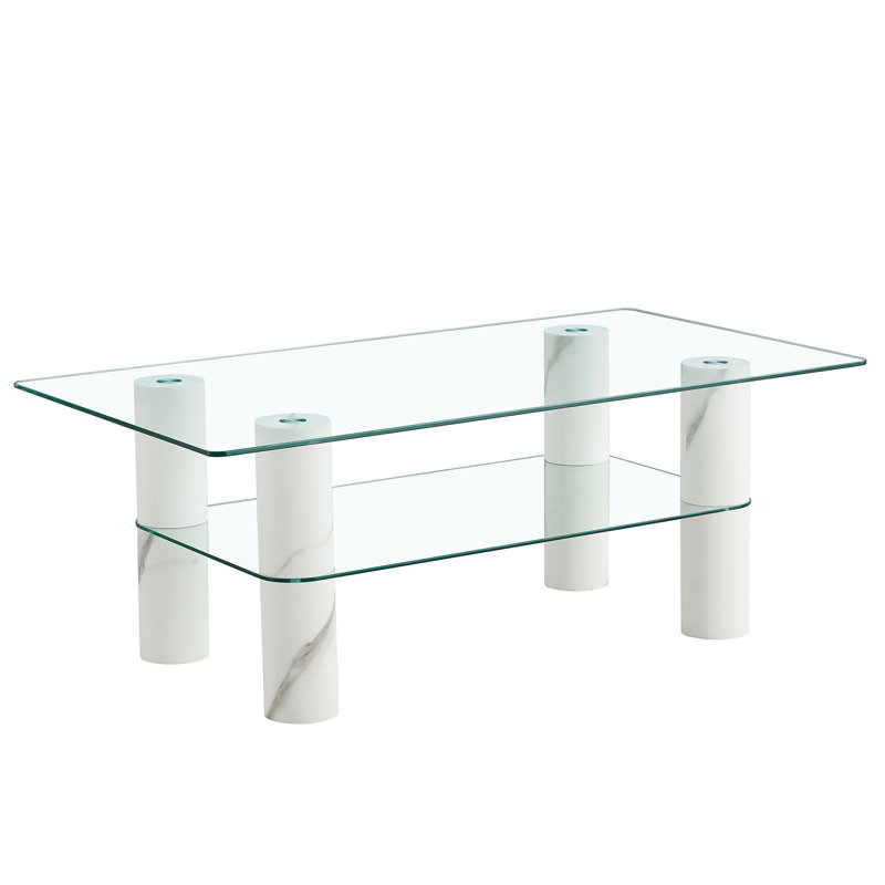 Makaiah Glass Single Coffee Table, White