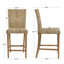 Tabouret de bar en bois massif à finition naturelle avec corde tissée à la main-1131517307
