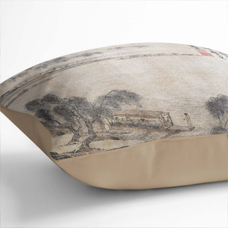 Floral Square Throw Cushion, Stone, 40cm H x 40cm W x 15cm D