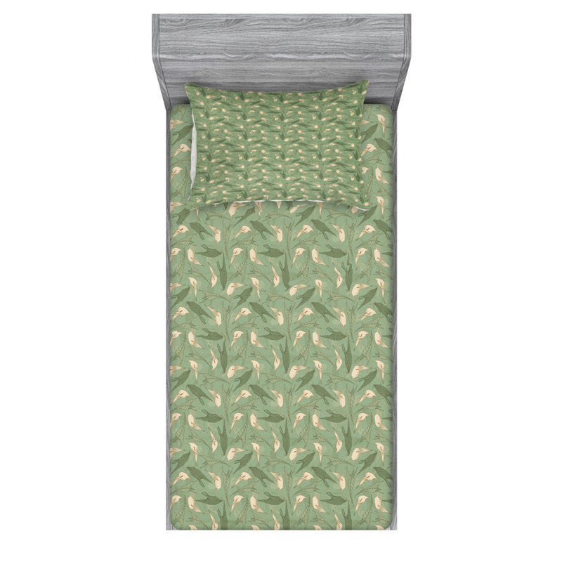 Microfiber Floral Sheet Set, Twin Sheet Set with Fitted Sheet