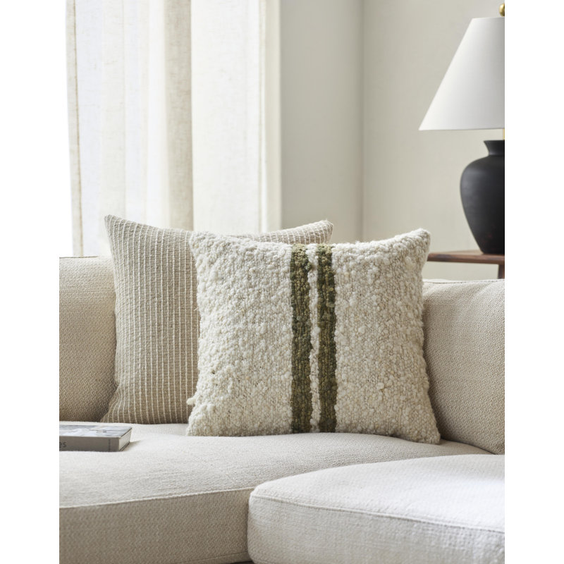 Alivia Striped Throw Pillow, 22" x 22", Ash, Down