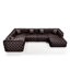 Ensemble de canapé modulaire en forme de L de 132,5 po, canapé modulaire rembourré en similicuir 5 places avec conception touffetée à la main pure, 1 repose-pieds et 5 coussins, combinaison multiple pour le salon, brun foncé