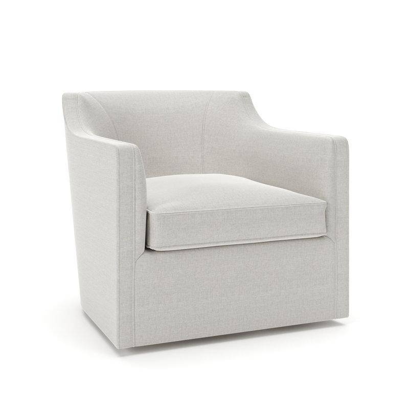 Fauteuil pivotant rembourré Marietta, Tissage natté ivoire Drusky Sustain®