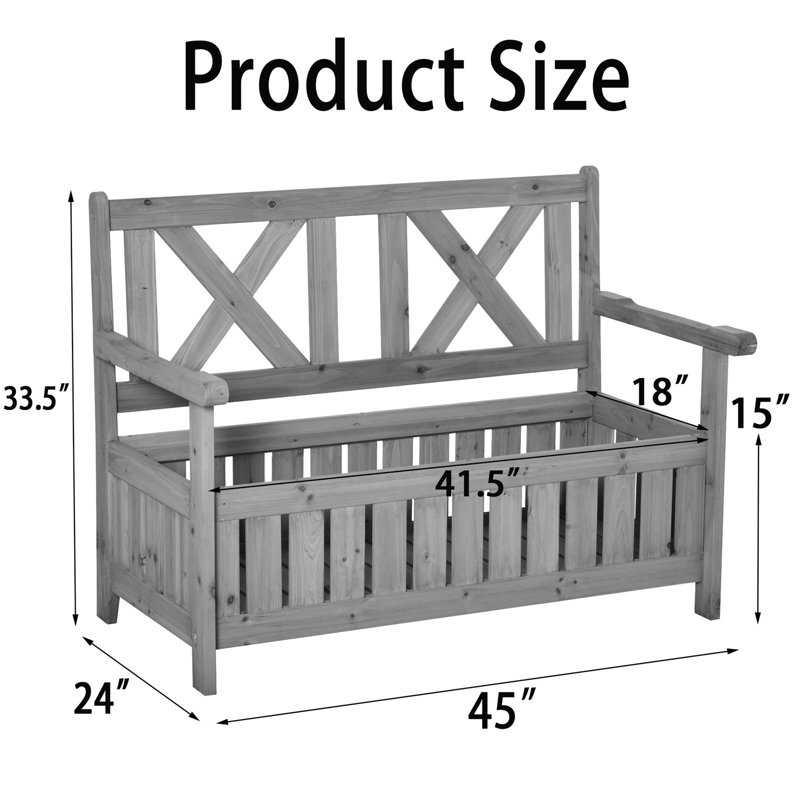 Banc de rangement extérieur avec boîte de rangement, Brun