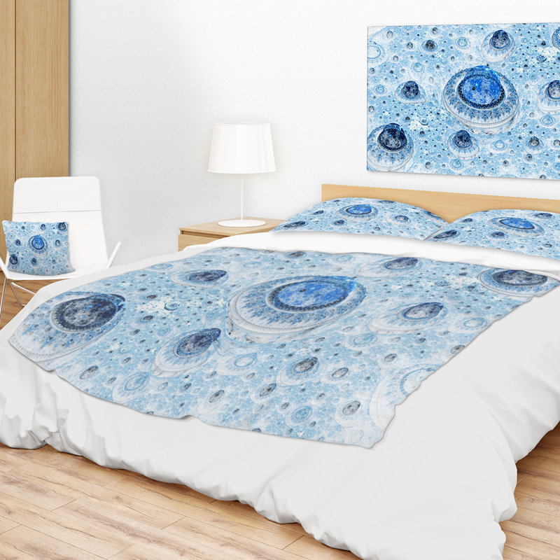 Couverture abstraite Fractal, L 59 po x L 71 po, Bleu clair
