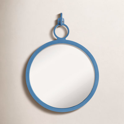 Higgins Crescent Round Iron Frame Accent Mirror with Oversized Hook