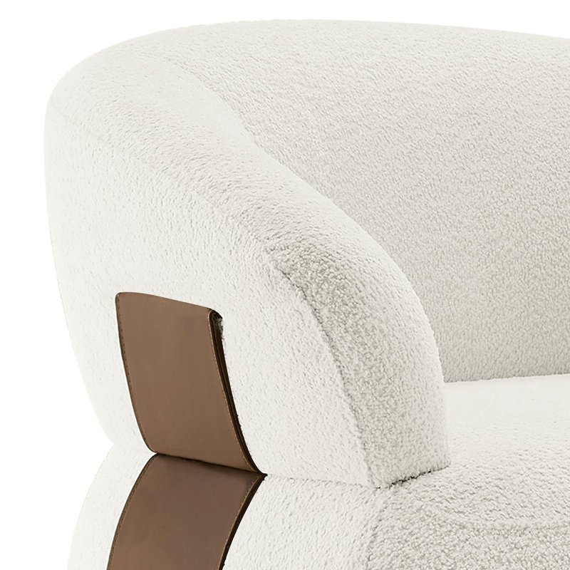 Hillip 33'' Wide Modern & Comfort Barrel Chair With 360 Degree Swivel(Set of 2), Off-White Polyester