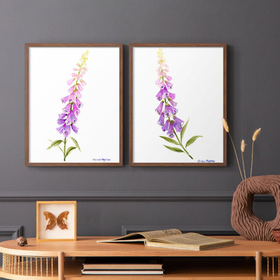 «Annie's Foxglove I», reproduction encadrée de qualité supérieure - prête à être accrochée - aucun clou requis - aucun clou requis