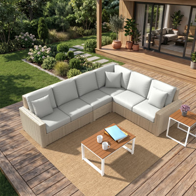 Canapé modulaire d'extérieur en forme de L de 116 po avec coussins Sunbrella Henri
