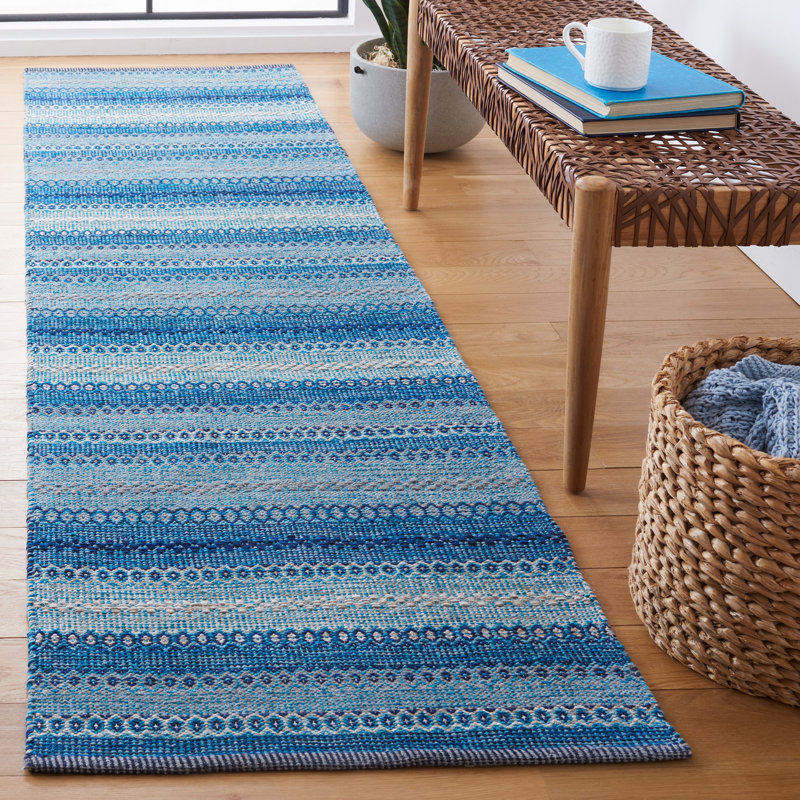 Kilim Flat Weave Cotton Geometric Rug, Runner 2'3" x 9'