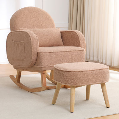 Chaise berçante rembourrée avec repose-pieds Teddy
