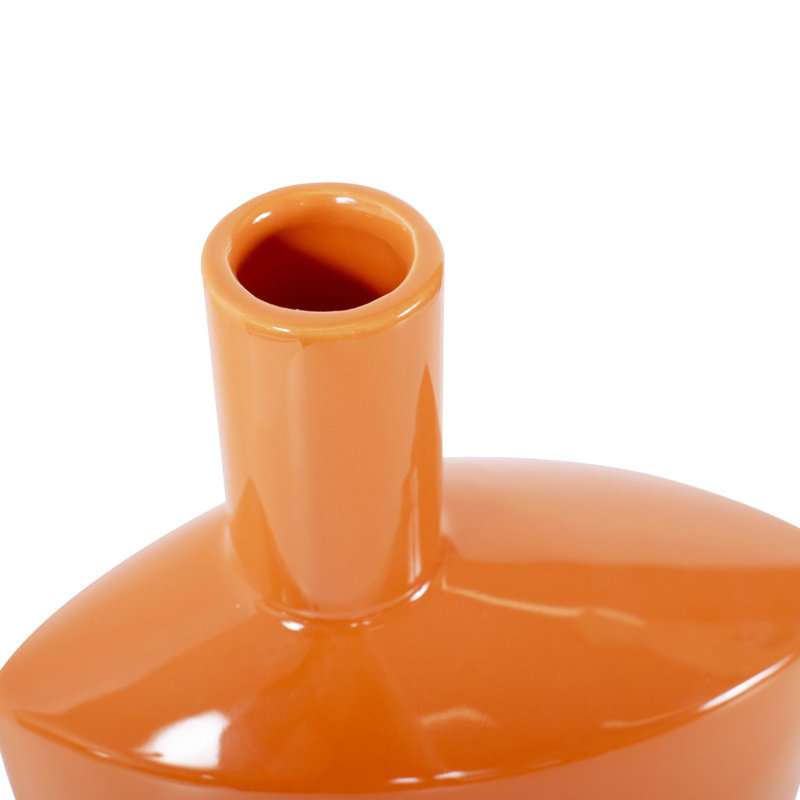 Kynlea Contemporary Glossy Orange Ceramic Bottle Vase, Overall Height - 12"