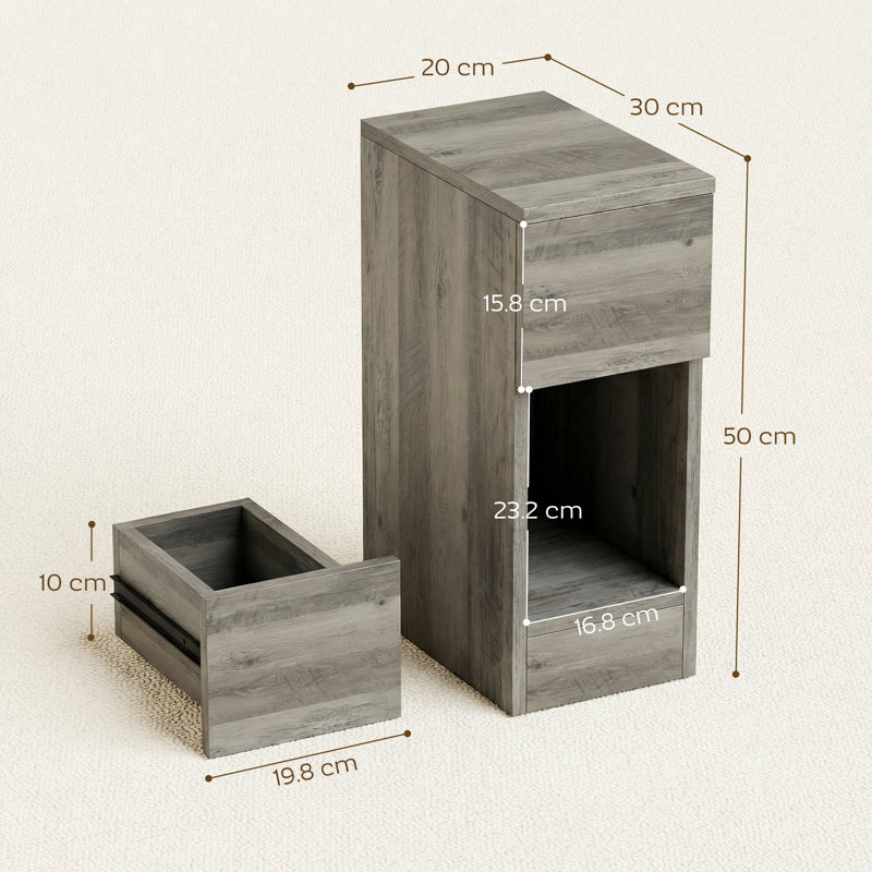 Scotto 20cm W Manufactured Wood Bedside Table, Grey