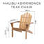 Chaise Adirondack d'extérieur en teck massif Cadisha