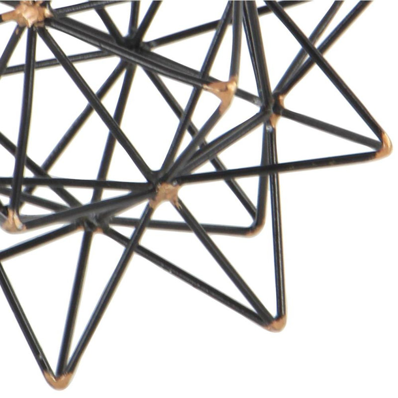 Wire Star Black/Gold Iron Sculpture